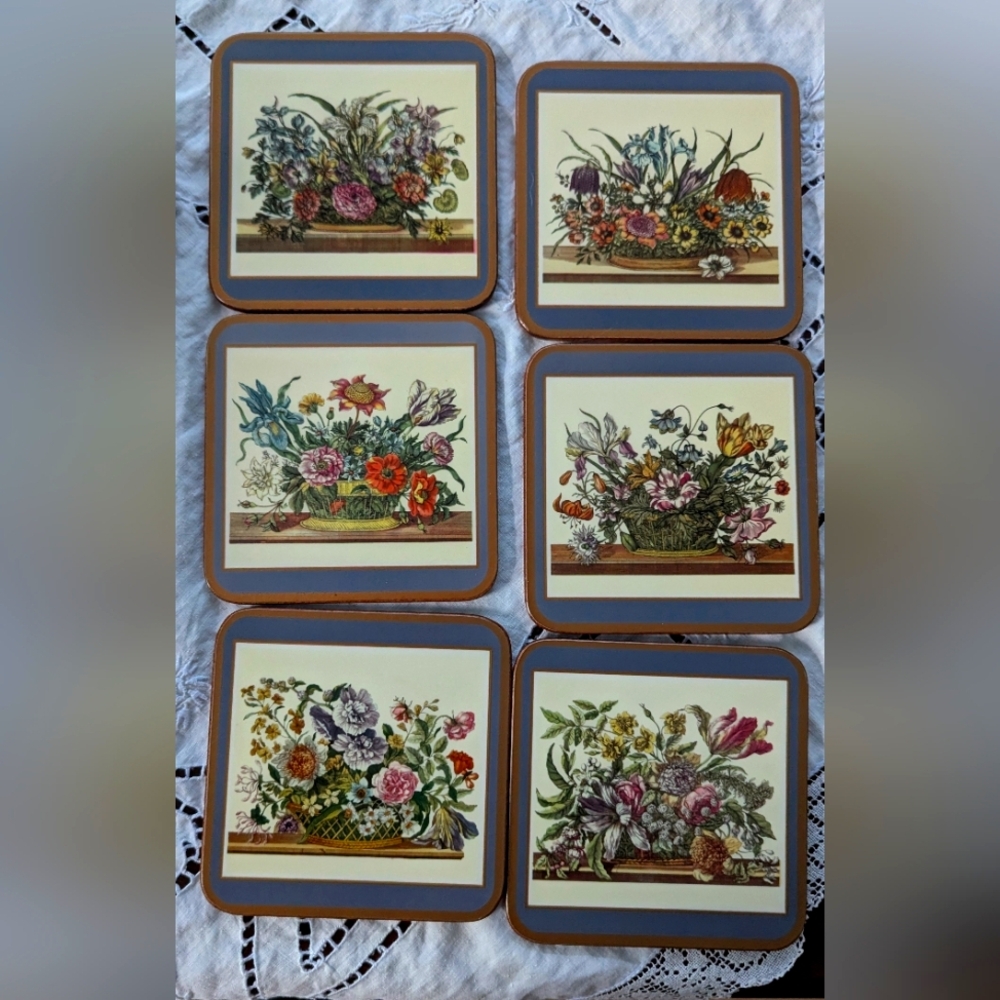 Vintage Pimpernel Floral Array Coasters, set of 6